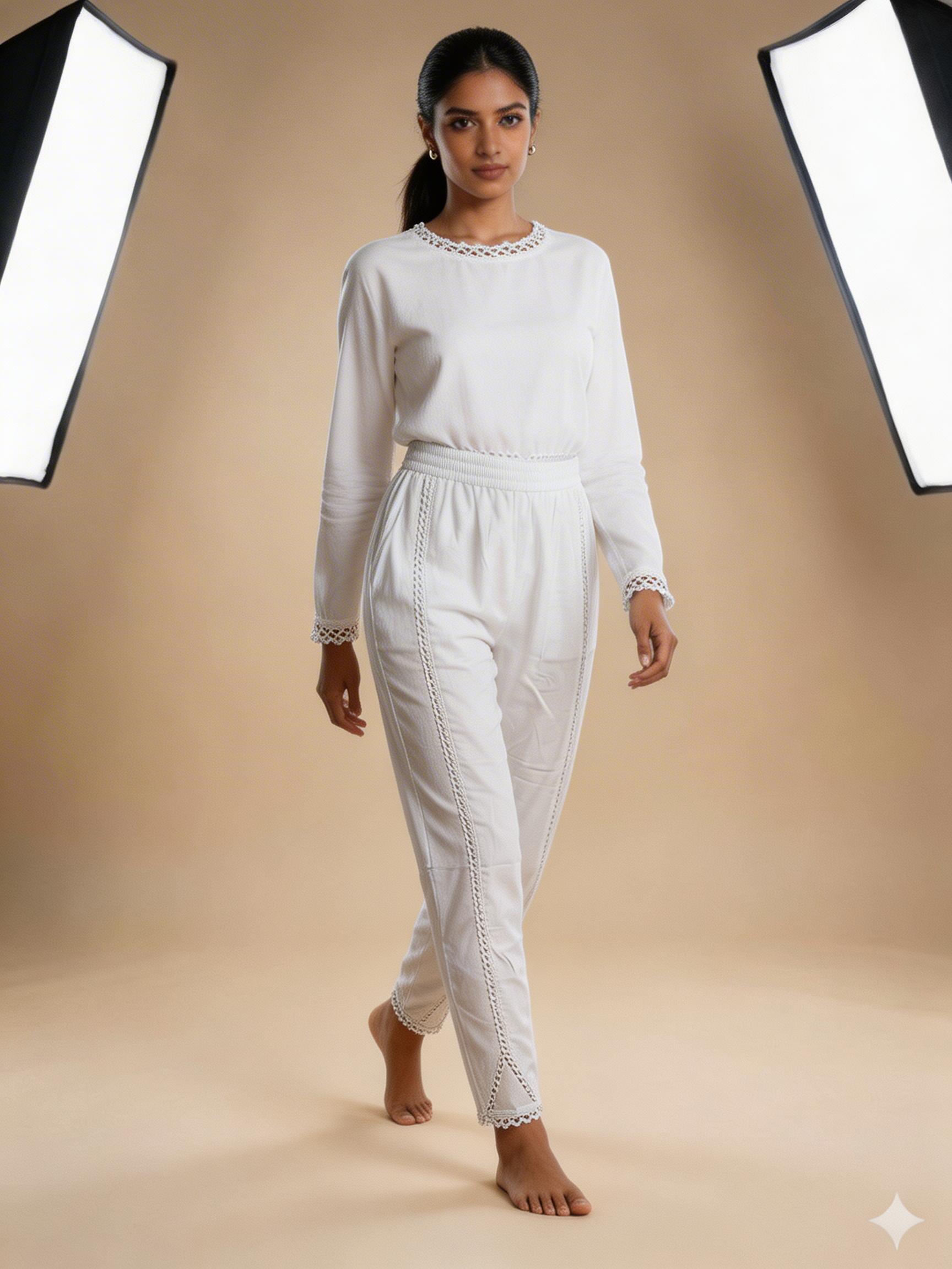 White Casual Trousers for Women