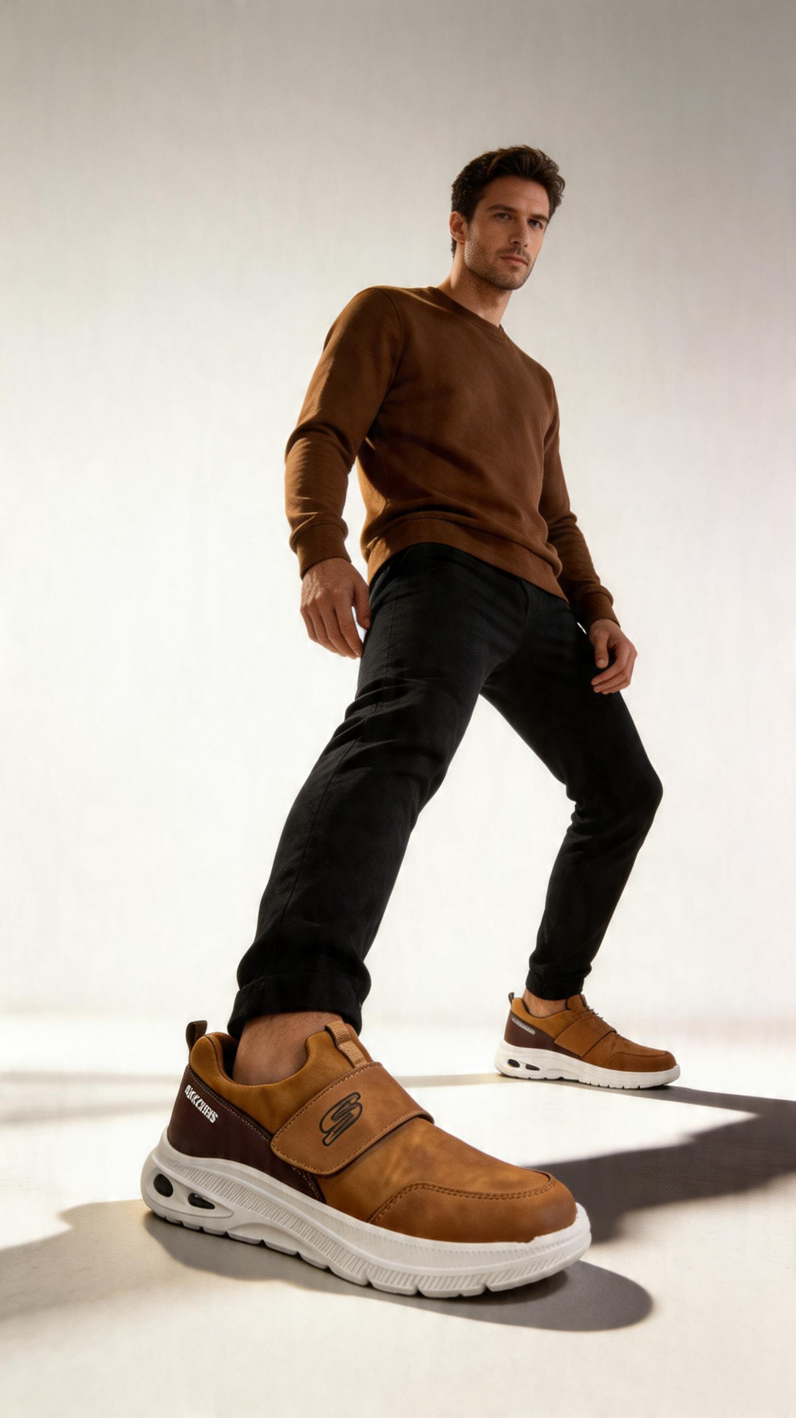 Comfort Zon Men Tan Slip-On Casual Athletic Sneakers