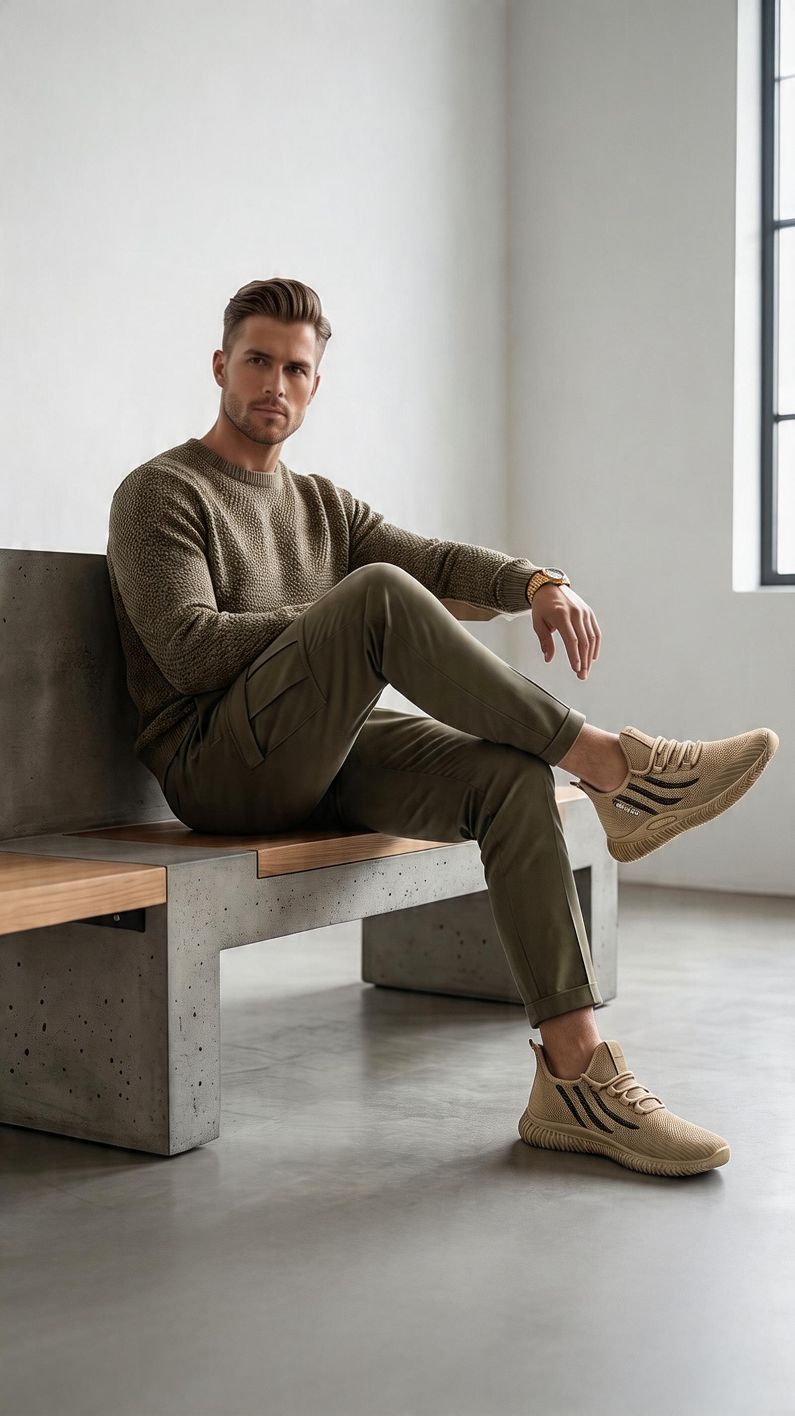 Comfort Zon Men's Khaki Casual Athletic Sneakers