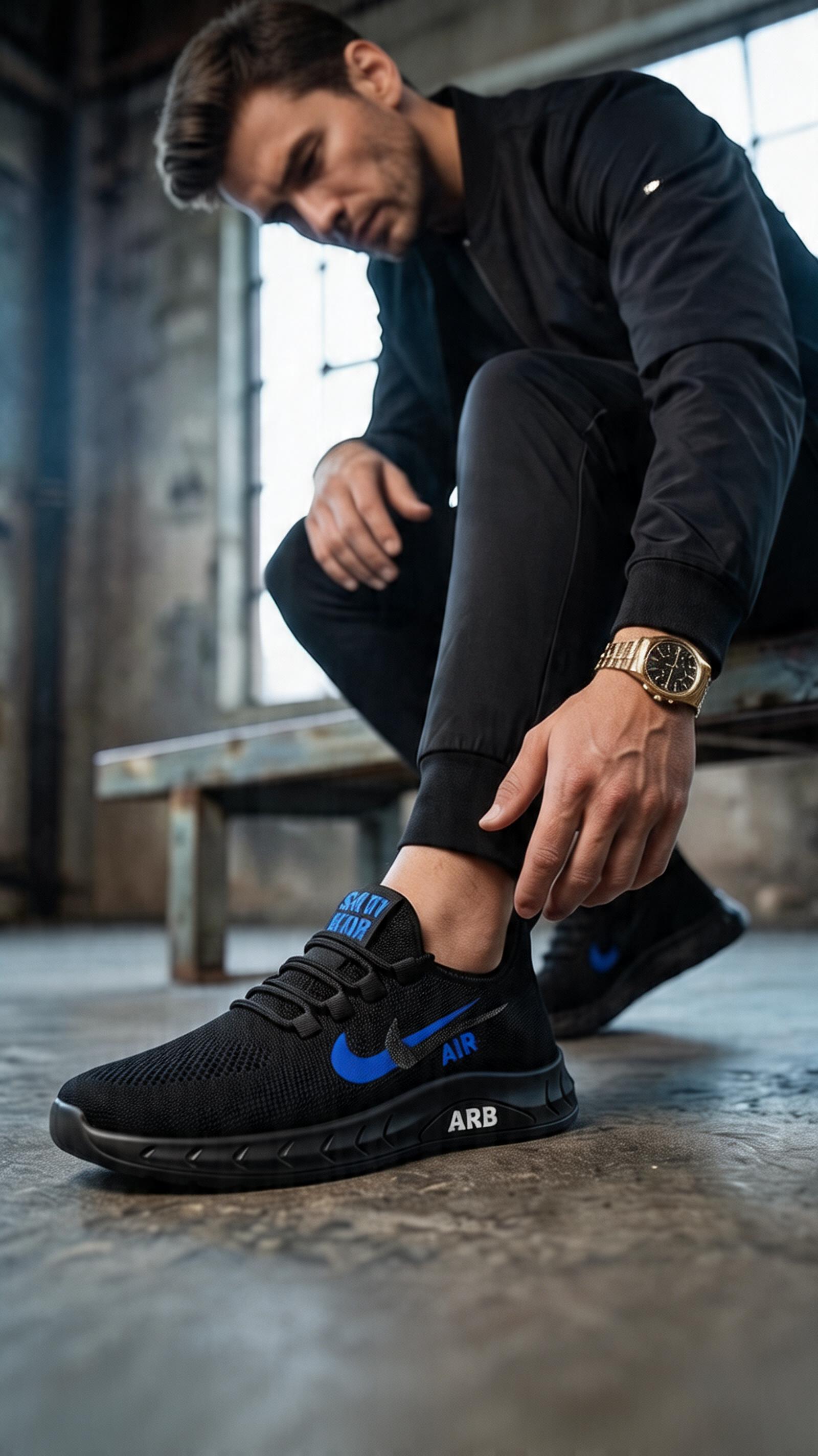 Comfort Zon Men's Black Blue Accent Athletic Sneakers
