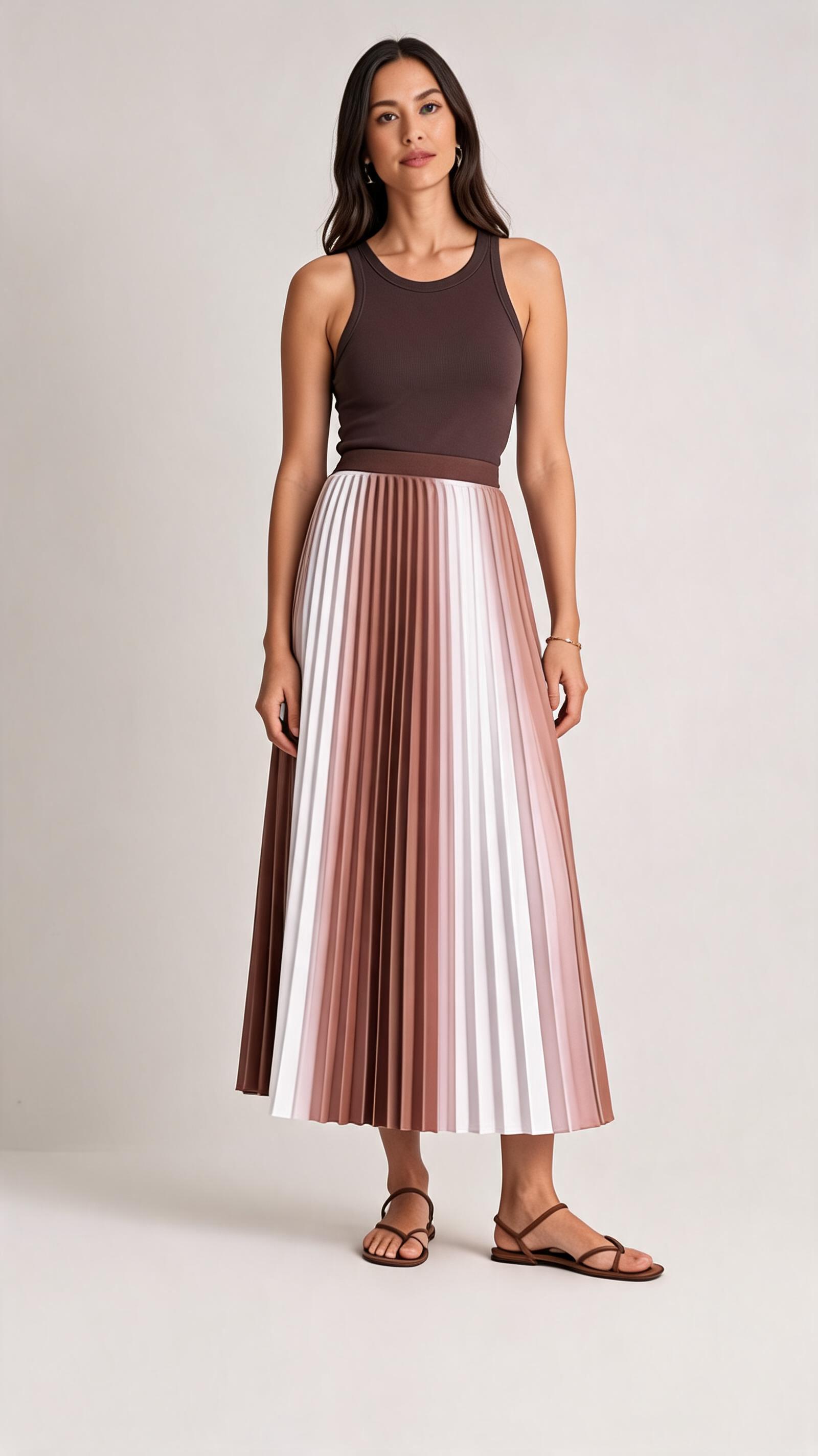 Pleated Gradient Midi Skirt Co-Ord Set