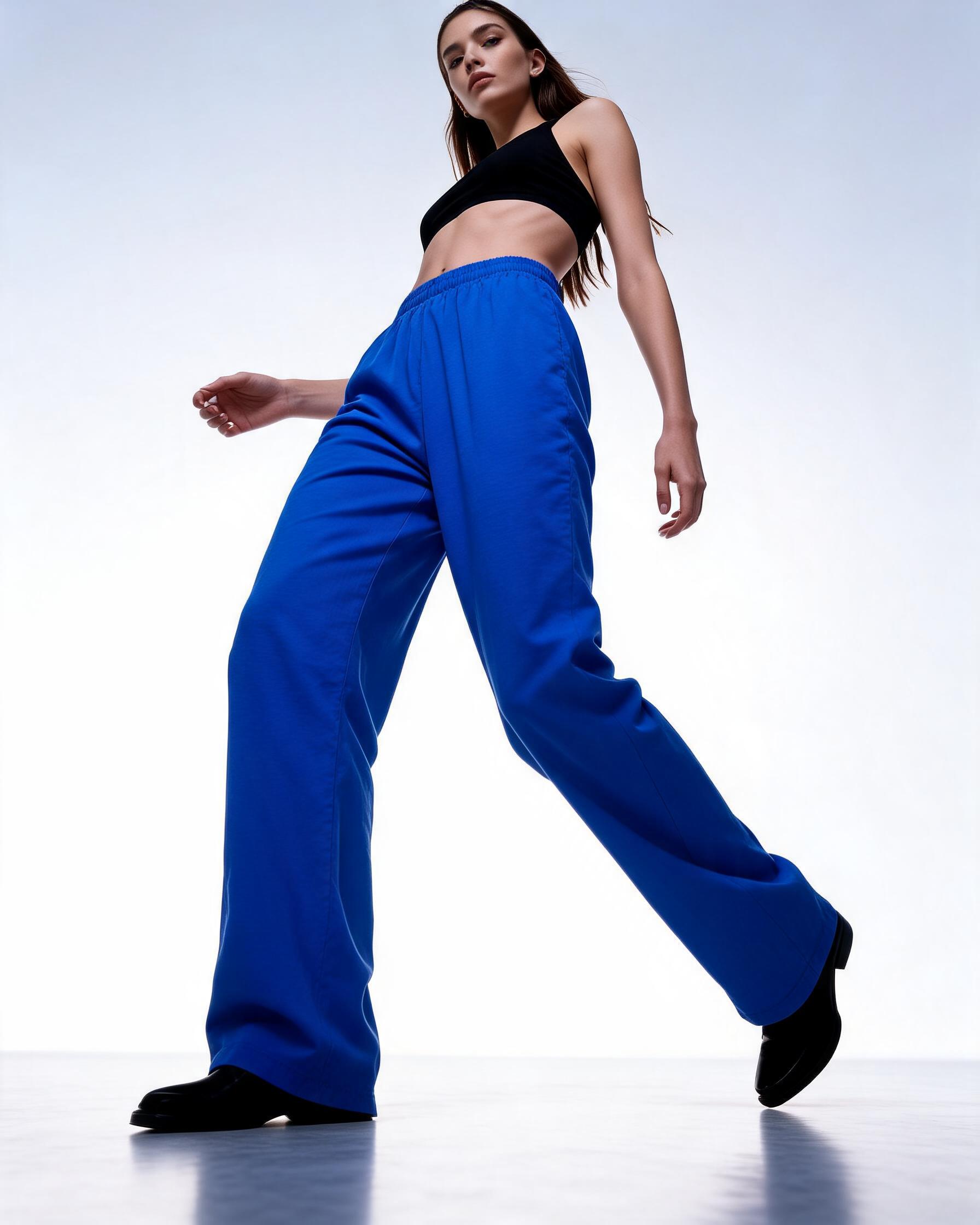 Bright Blue Wide-Leg Pants