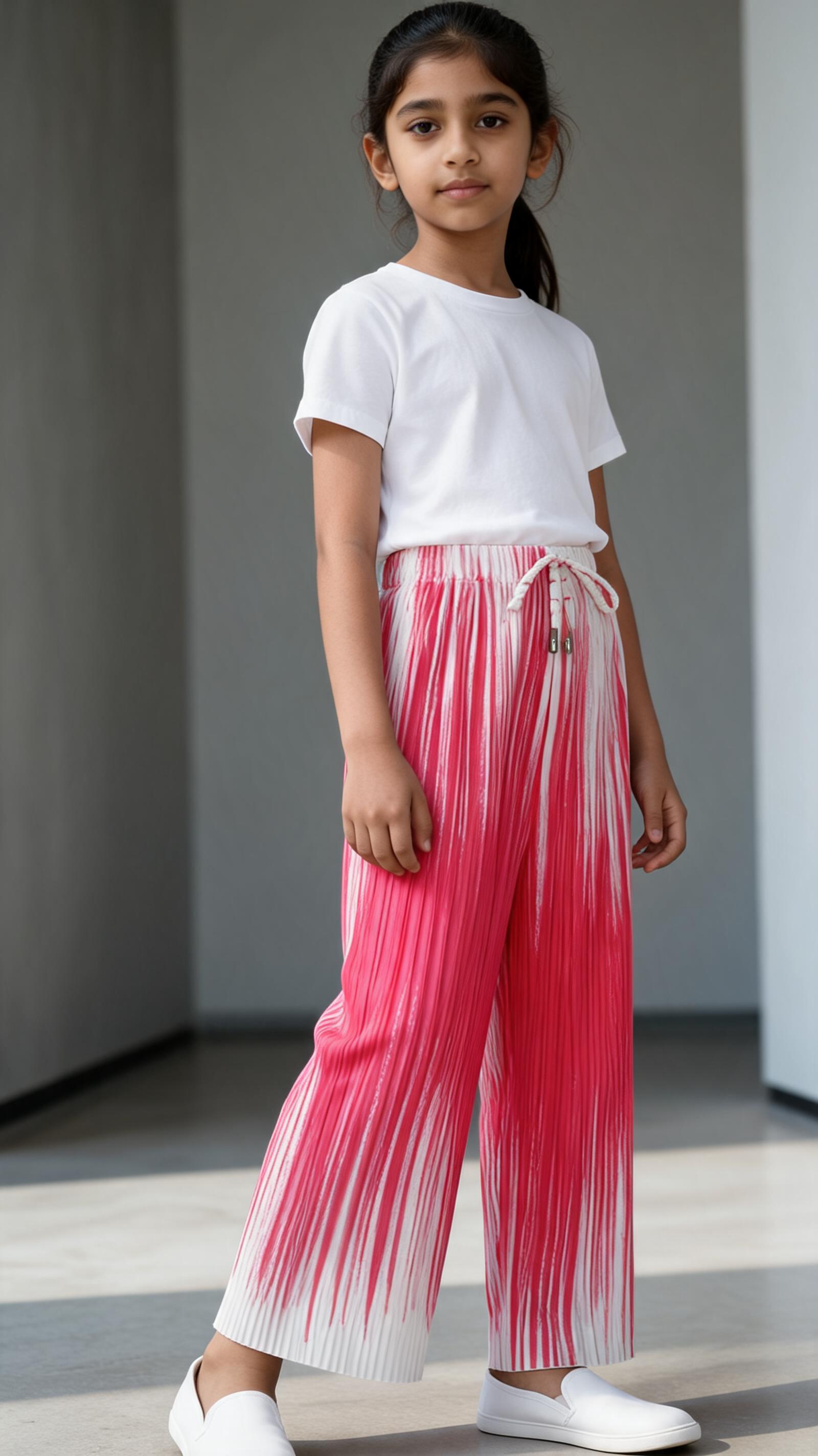 Girls' Gradient Pink Wide-Leg Pants