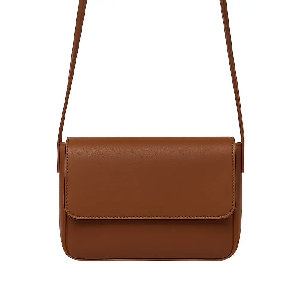 Magnetic Brown Button Crossbody Bag