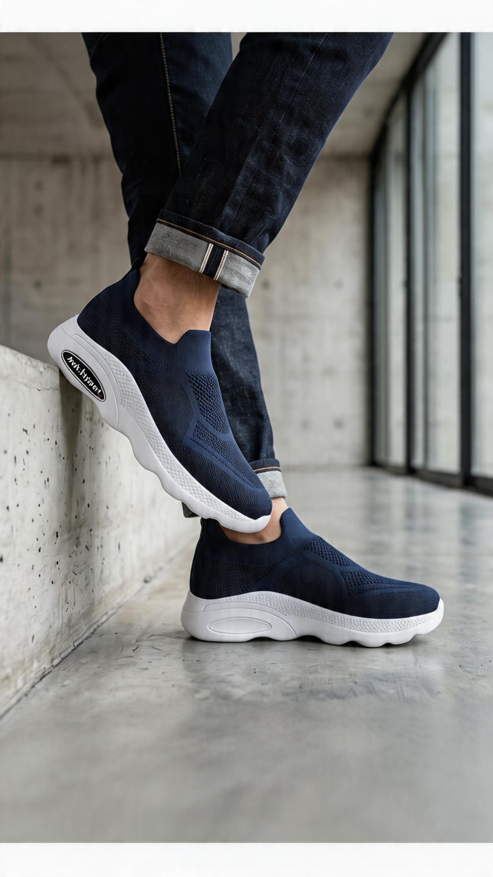 Men's Slip-On Sneakers in Navy