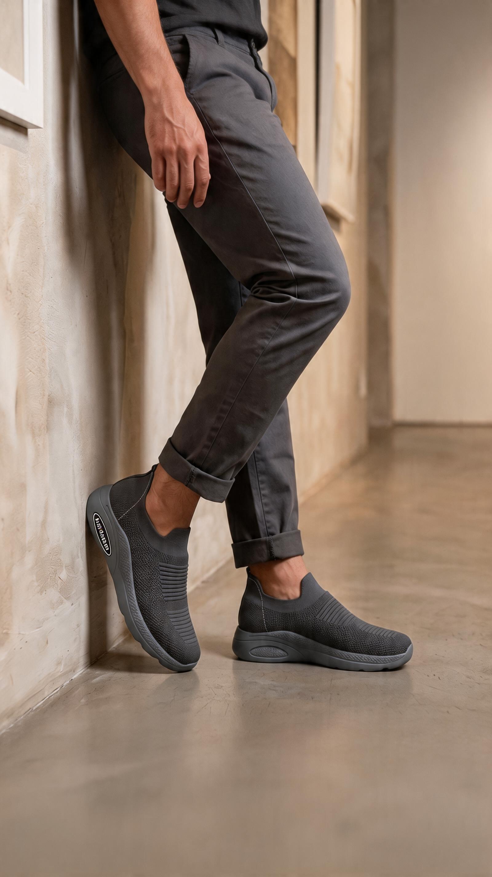 Dark Grey Slip-On Sneakers for Men