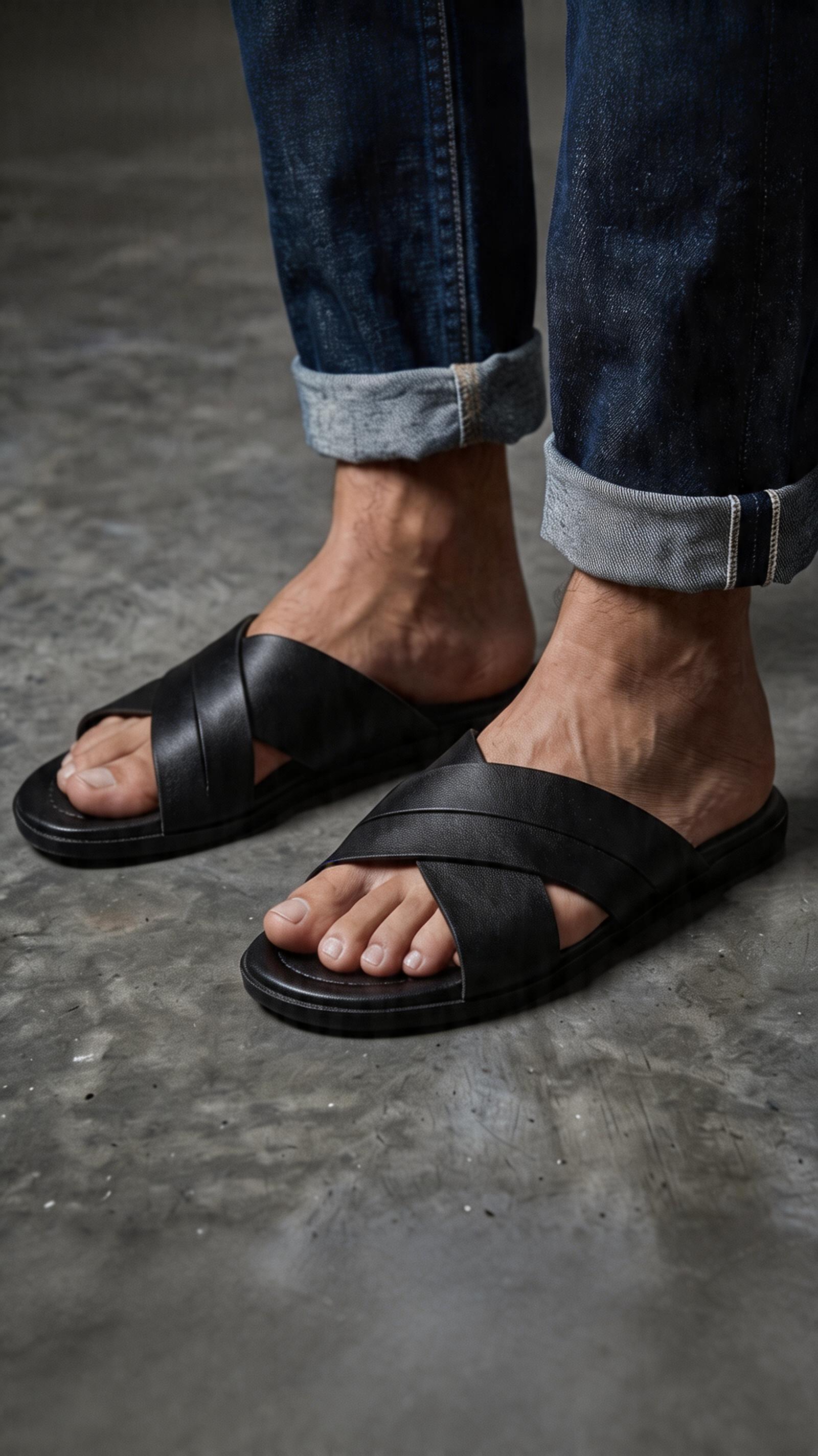 Comfortable Black Rubber Sandals