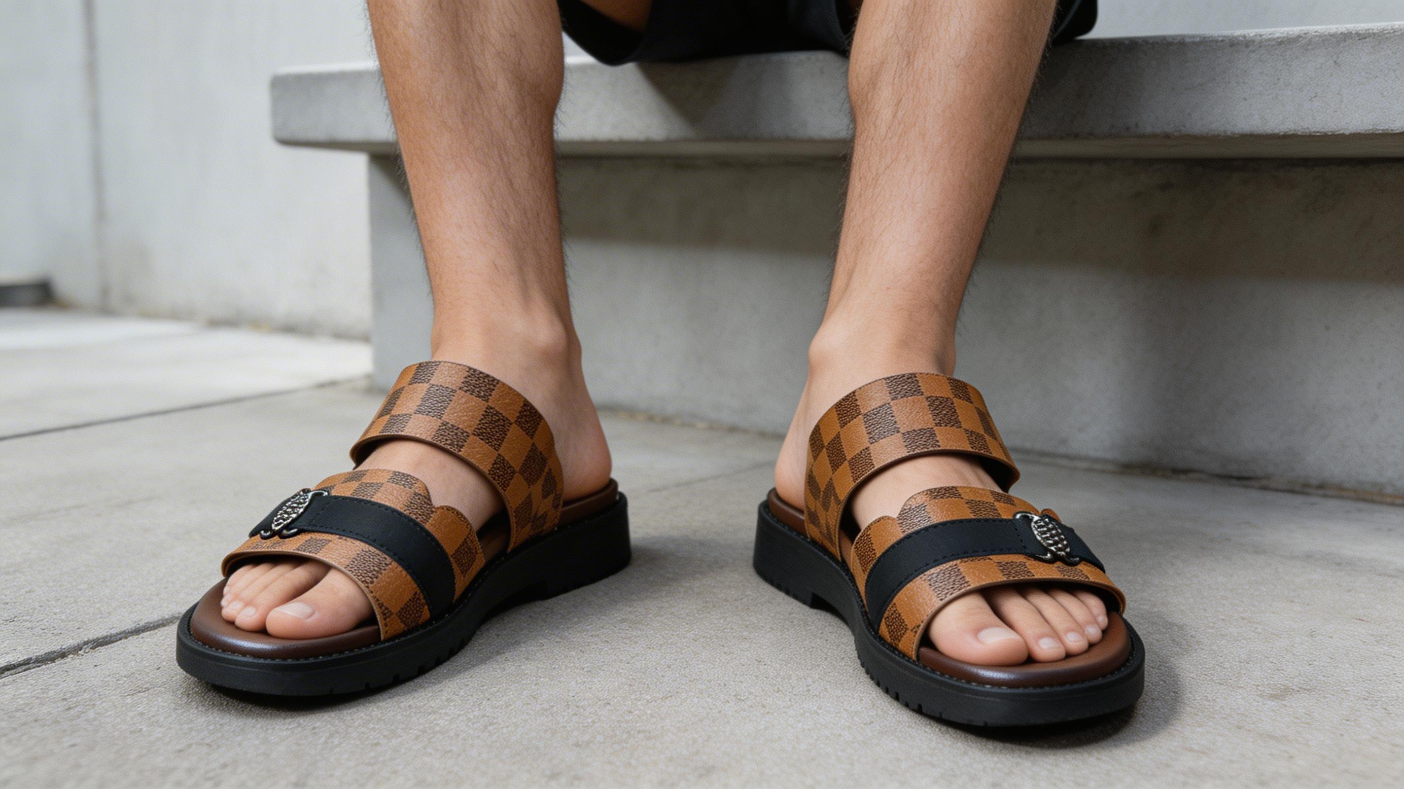 Men's Checkered Slide Sandals