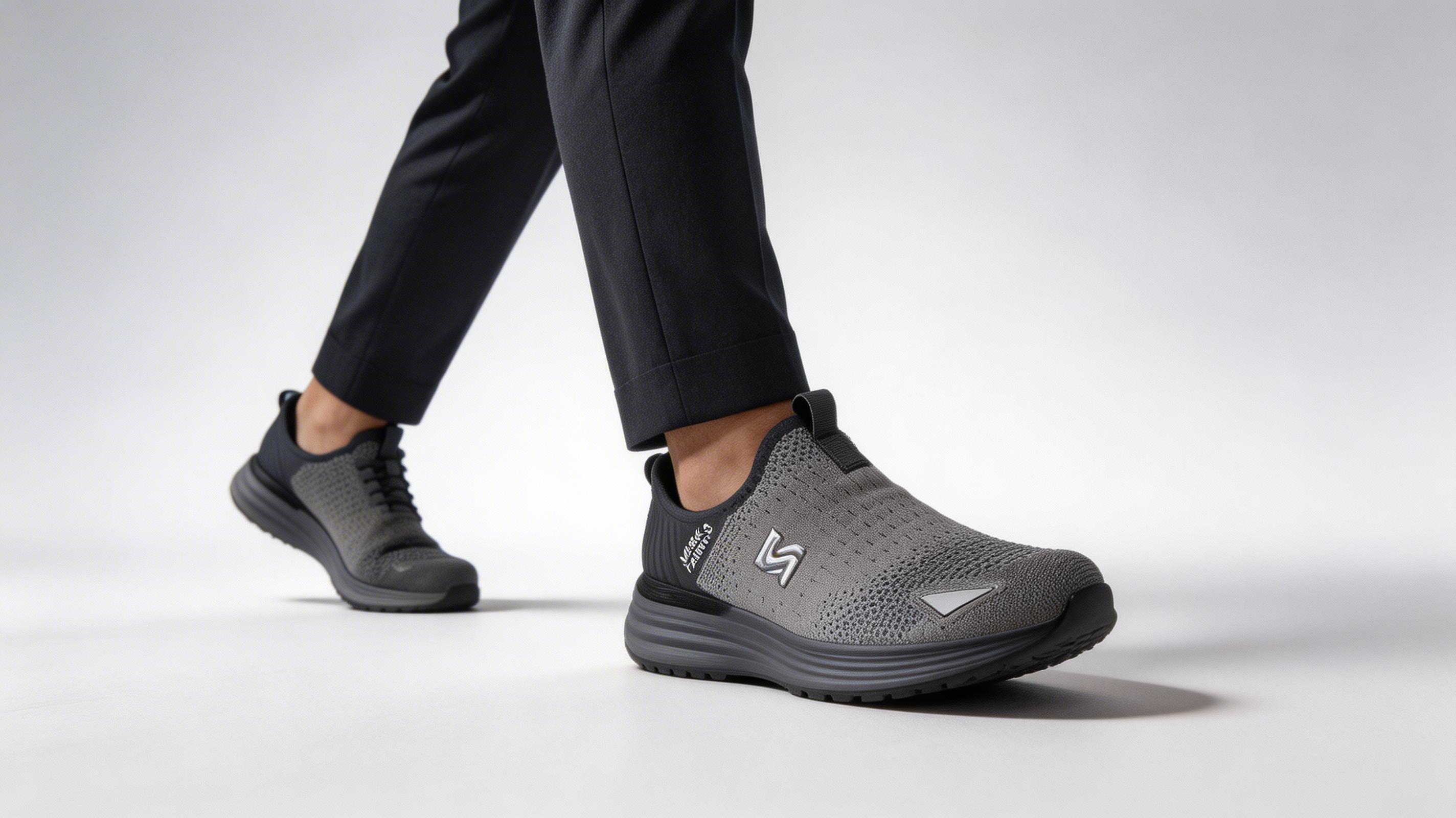 Winner Shoes Men's Grey Breathable Slip-On Sneakers