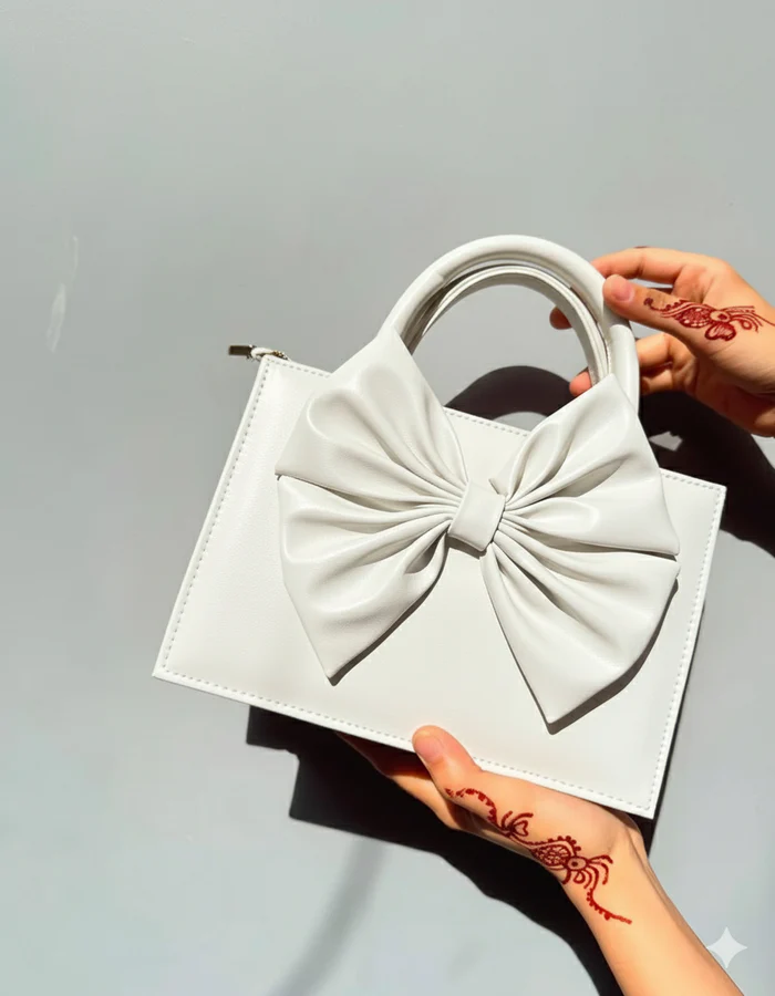 Fleur Bow Handbag - Elegant PU Leather