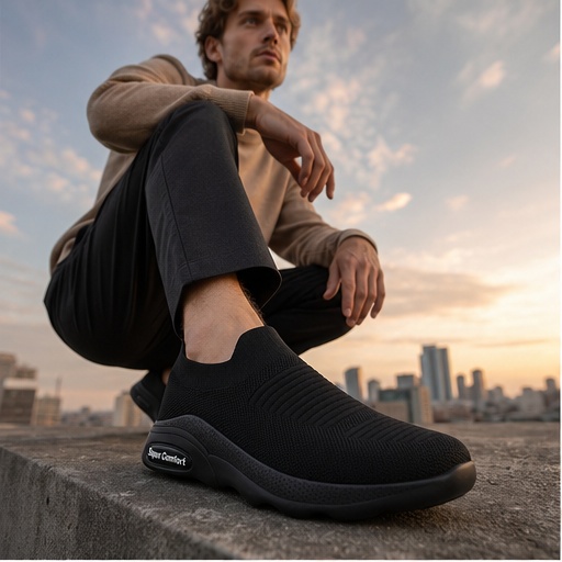 Casual Black Slip-On Shoes