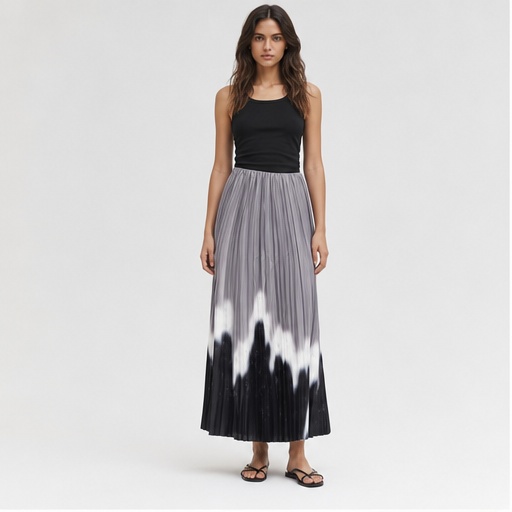 Pleated Tie-Dye Maxi Skirt
