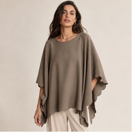 Scalloped Hem Poncho Top