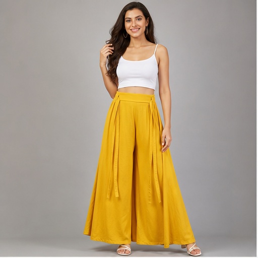 Mustard High Waisted Wide Leg Palazzo