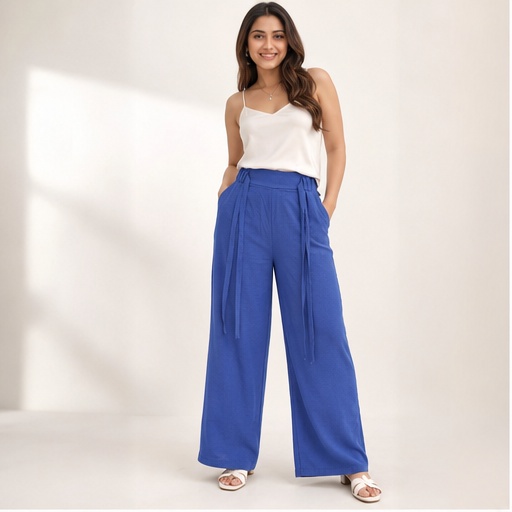 Cobalt Blue High Waist Wide Leg Pants